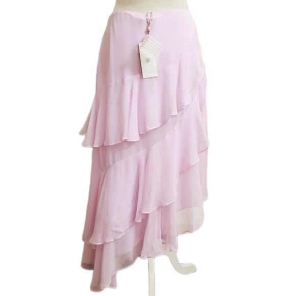 NWT Loveshackfancy Dasher Skirt Soft Iris Pink Ruffle Asymmetric $475 Sz 6 - Picture 4 of 11